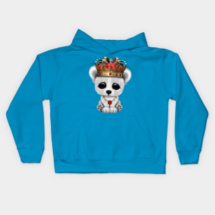 Cute Royal Polar Bear Wearing Crown Kids Hoodie